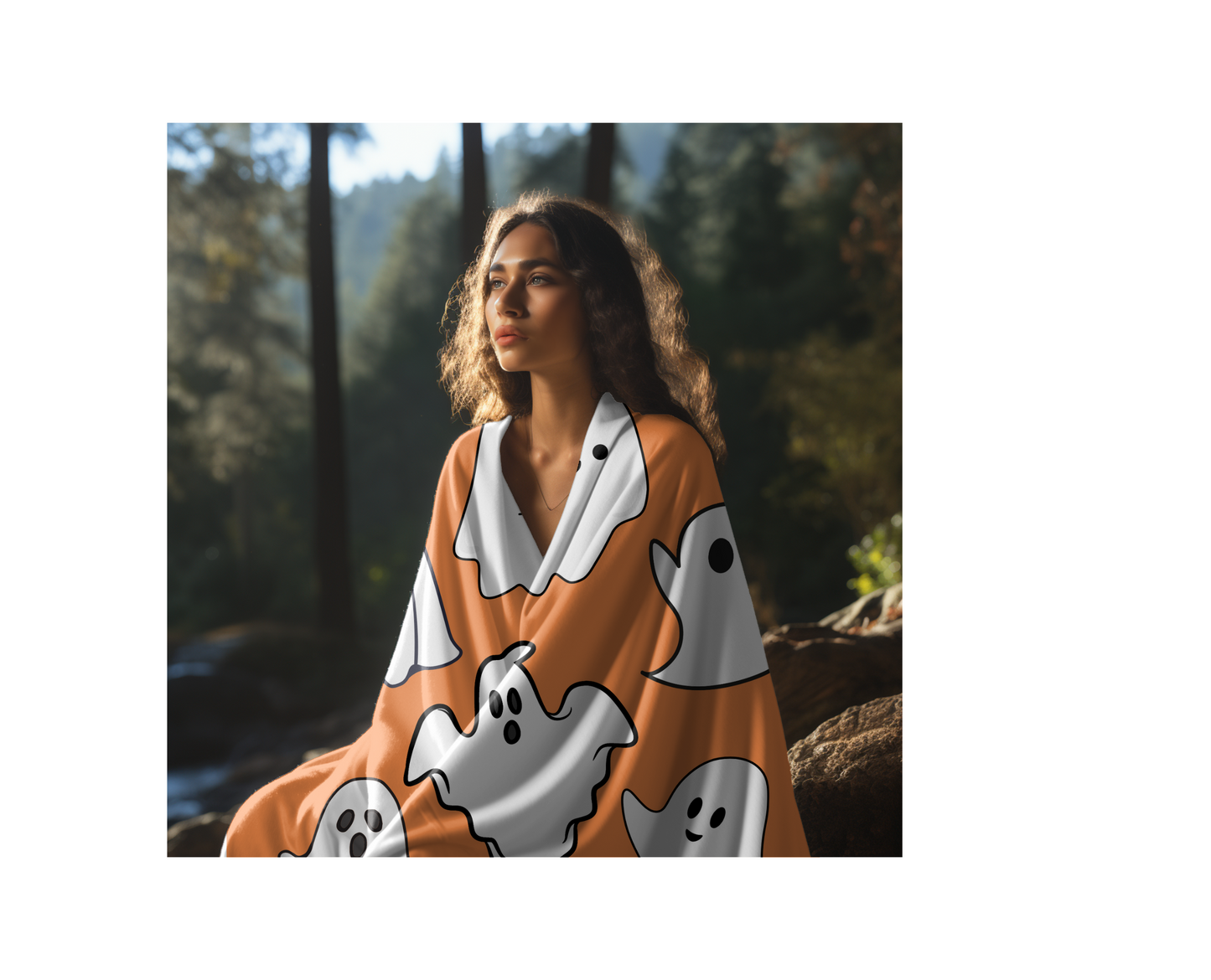 ORANGE GHOST BLANKET | HALLOWEEN