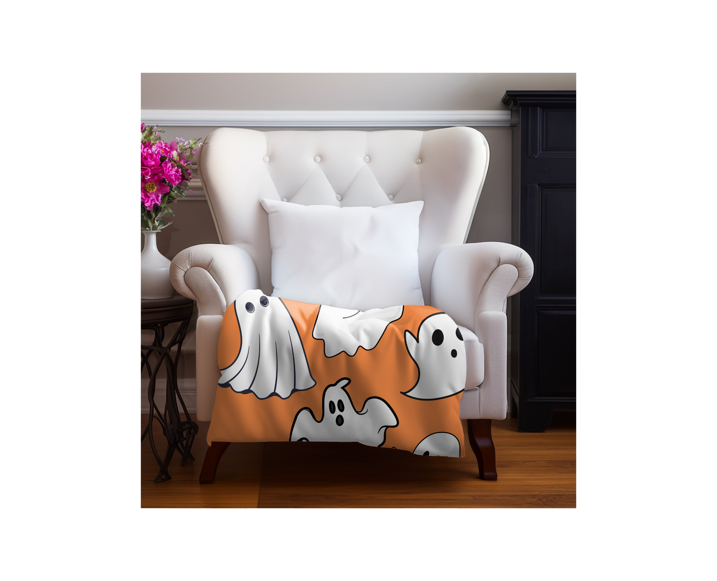 ORANGE GHOST BLANKET | HALLOWEEN