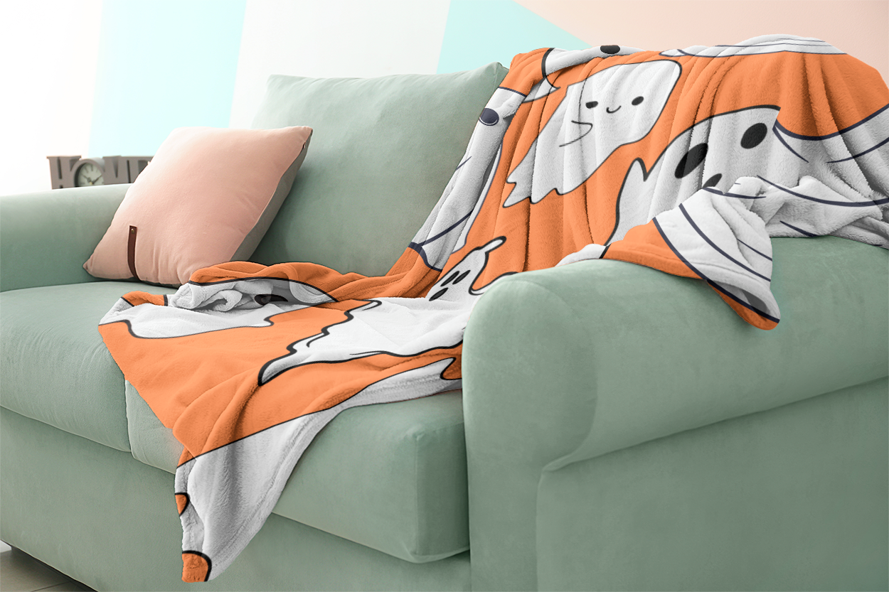 ORANGE GHOST BLANKET | HALLOWEEN
