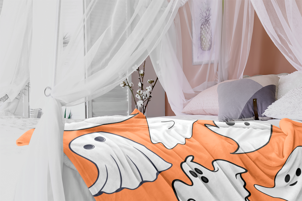 ORANGE GHOST BLANKET | HALLOWEEN