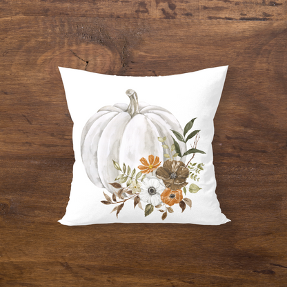 WHITE PUMPKINS & FLOWERS PILLOW