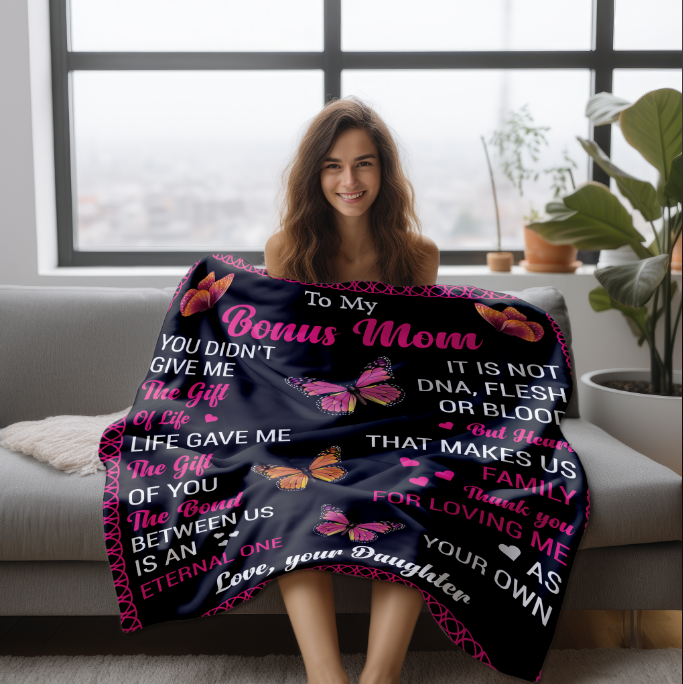 To My Bonus Mom | Velveteen Plush Blanket 50x60